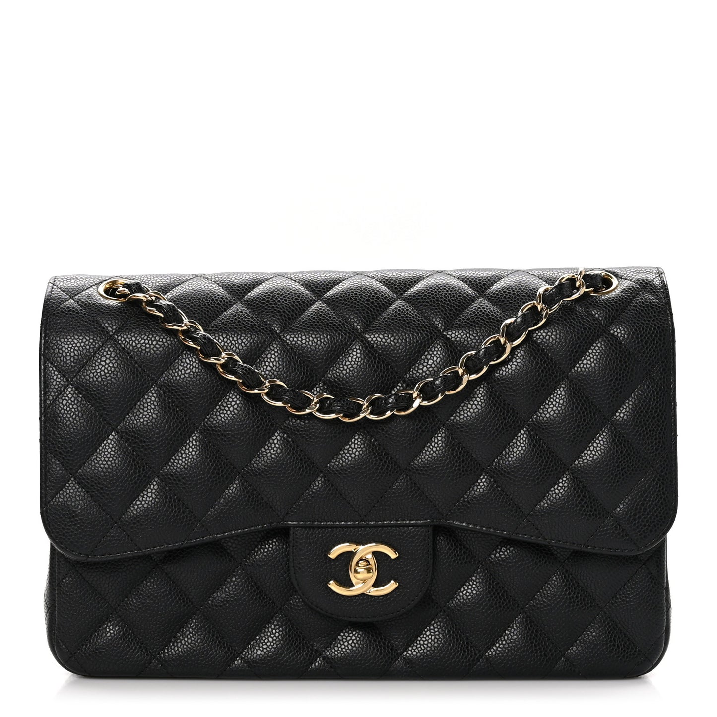 Caviar Quilted Jumbo Double Flap Black