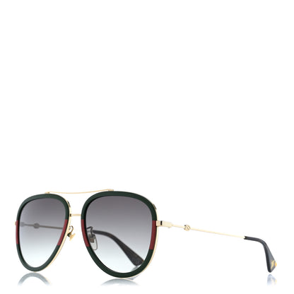 Gucci Web Aviator Sunglasses GG0062S Green Red 1 of 8