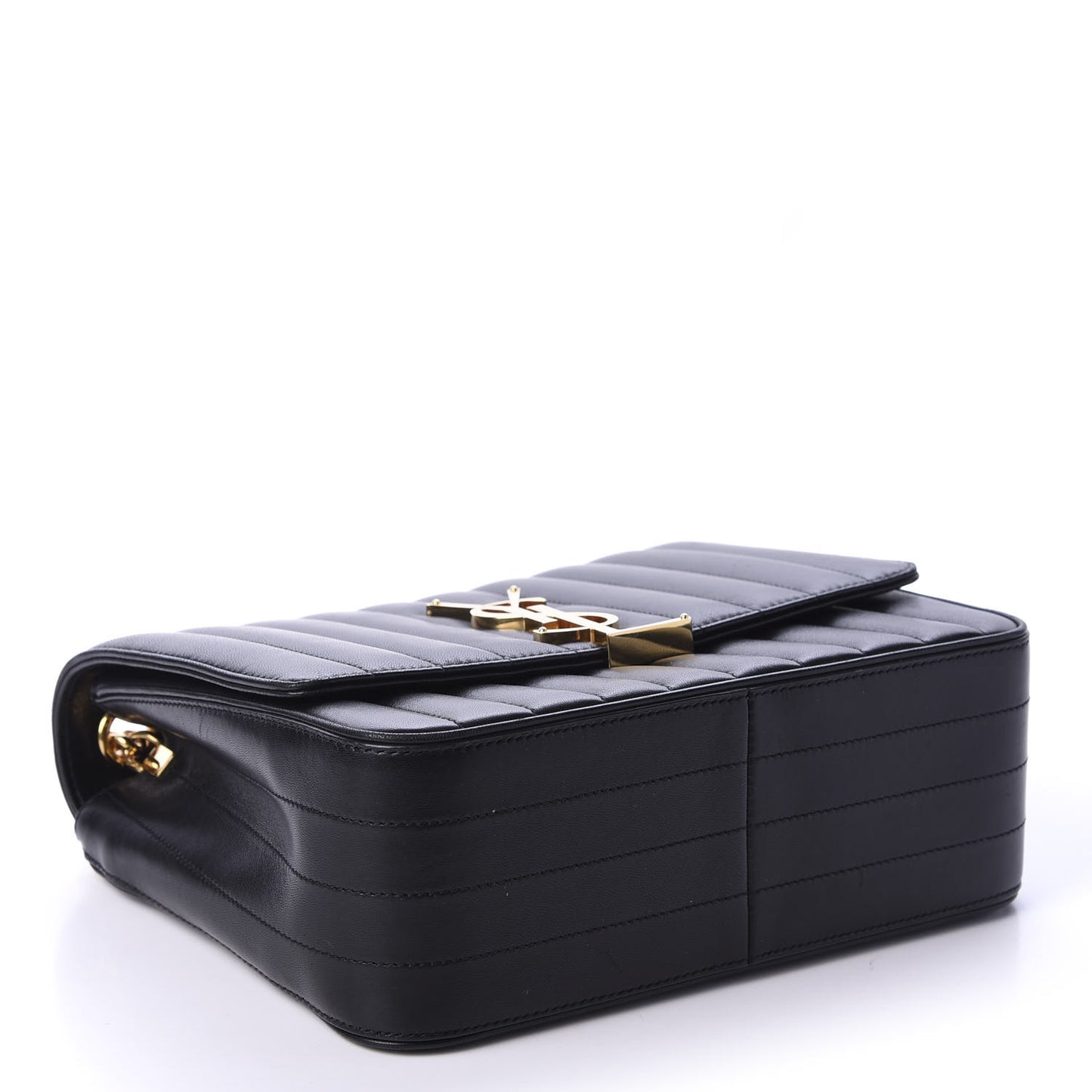 Lambskin Matelasse Monogram Large Vicky Chain Bag Black