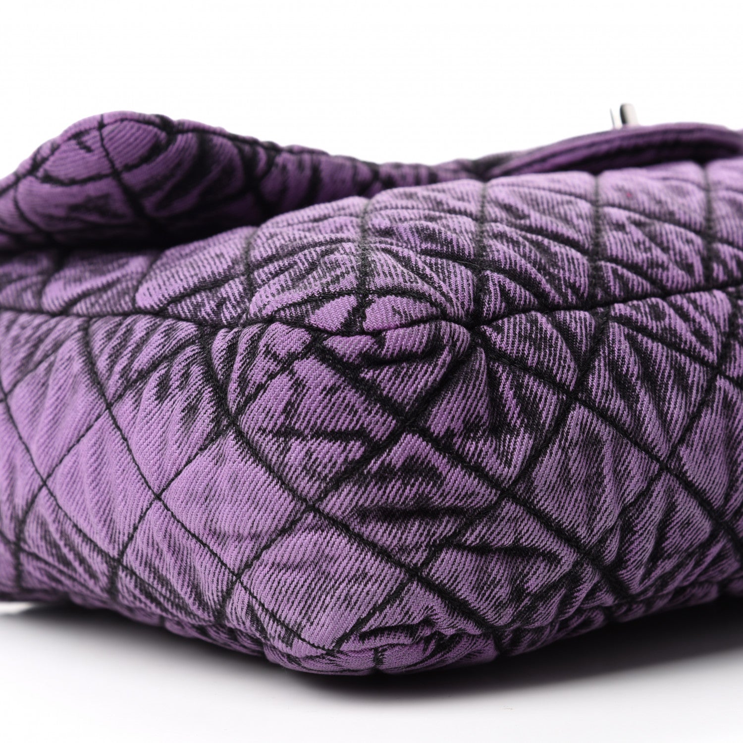 Chanel Denim Quilted Denimpression Flap Purple Black 6 of 10