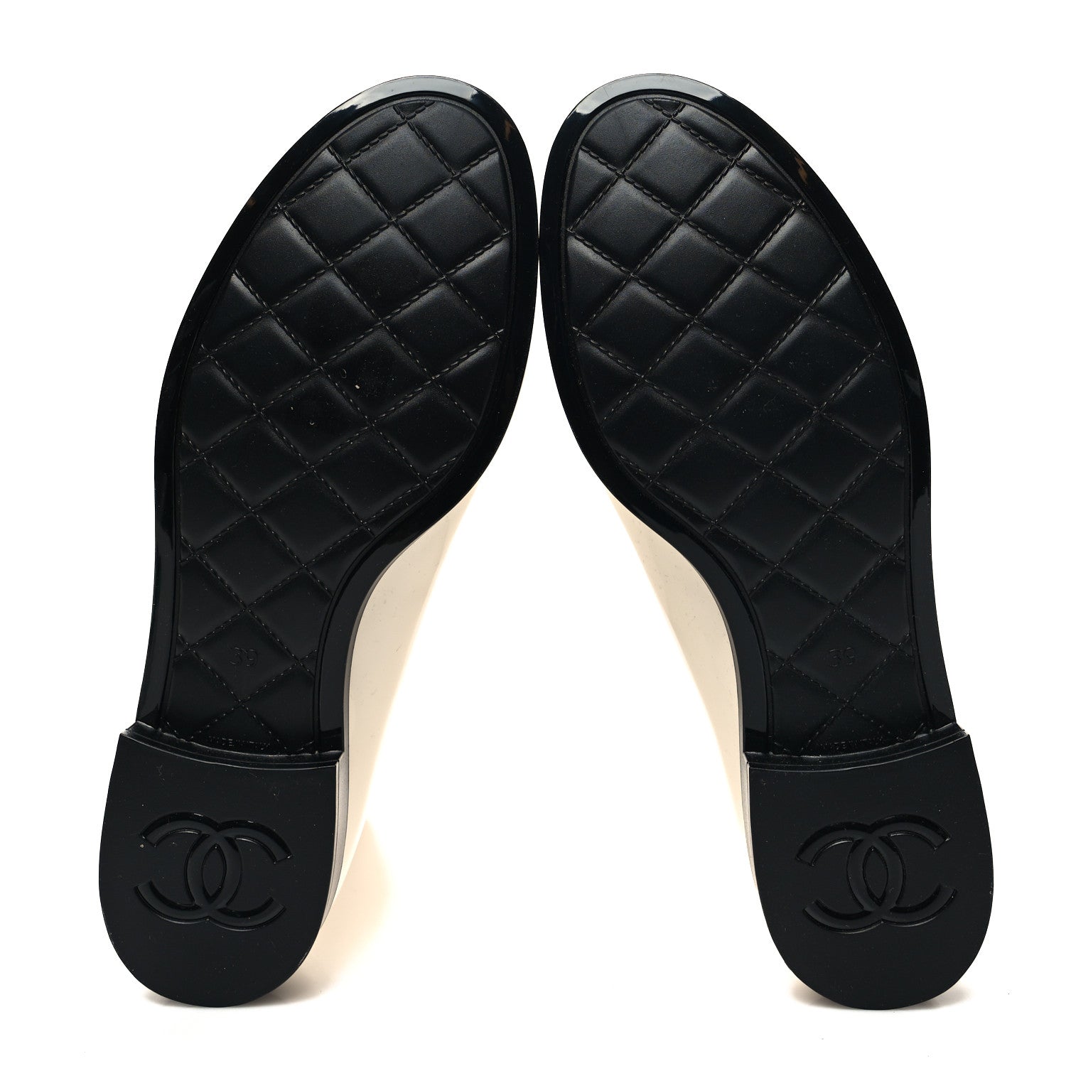 Chanel Rubber Rain Boots 39 Ivory Black 6 of 8