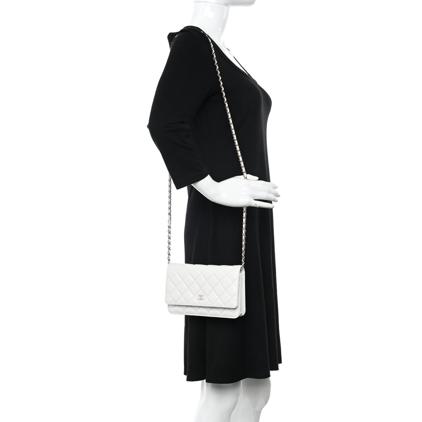 Caviar Quilted Wallet On Chain WOC White