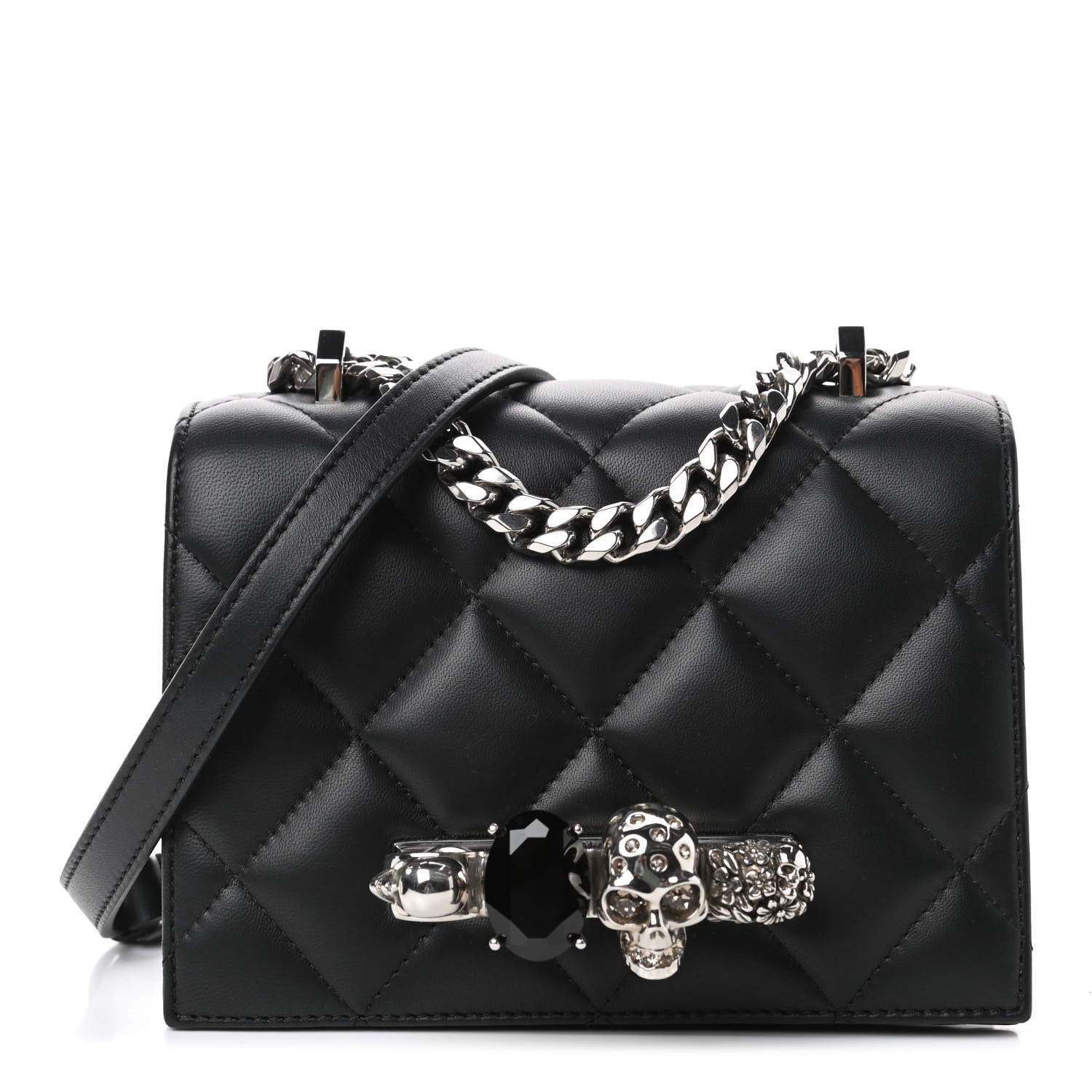 Alexander McQueen Lambskin Quilted Knuckle Shoulder Bag Black 1 of 4