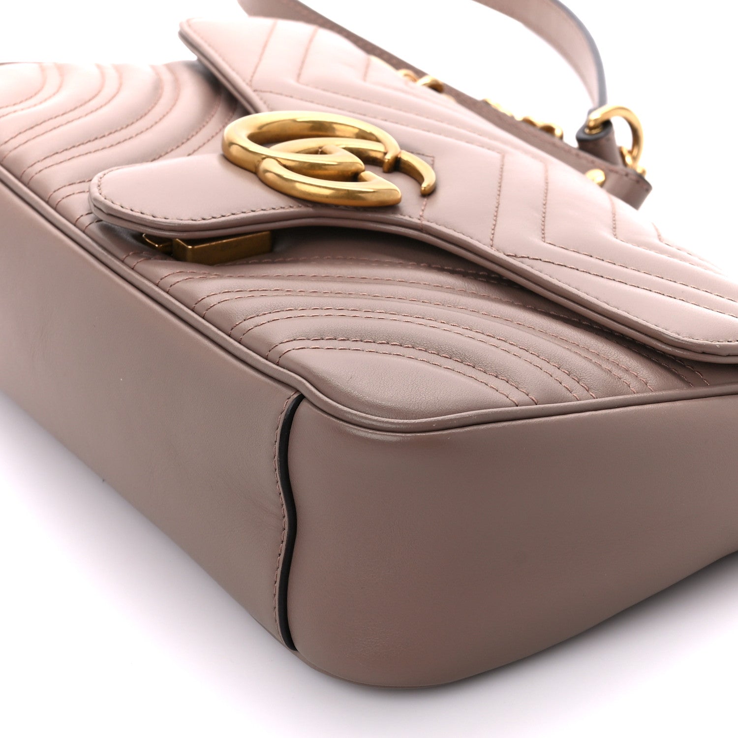 Gucci Calfskin Matelasse Small GG Marmont Shoulder Bag Porcelain Rose 10 of 11