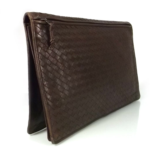 Bottega Veneta Vintage Woven Leather Portfolio Ebano 3 of 7