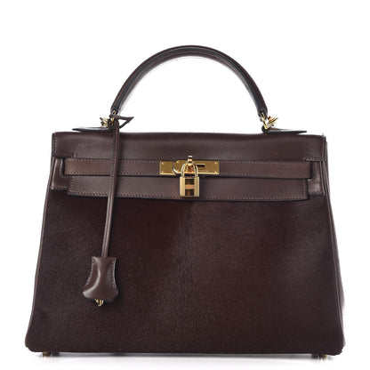 Hermes Pony Hair Swift Kelly Retourne 32 Chocolate 1 of 39
