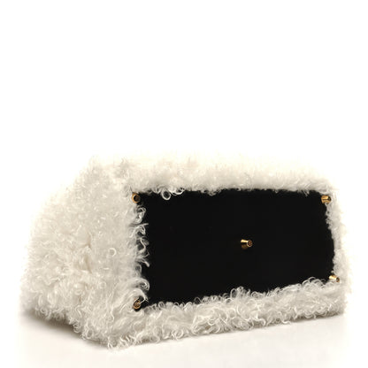 Fendi Mohair Vitello Aura Logo Large Fendi Sunshine Shopper Tote White Ebano 4 of 11