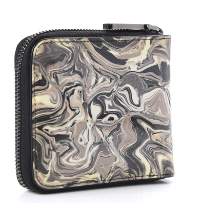 Christian Louboutin Patent Panettone Marble Swirl Zip Around Compact Wallet White Black 3 of 9