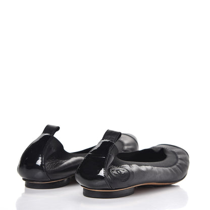 Chanel Lambskin Patent CC Elastic Cap Toe Ballerina Flats 36 Black 4 of 8