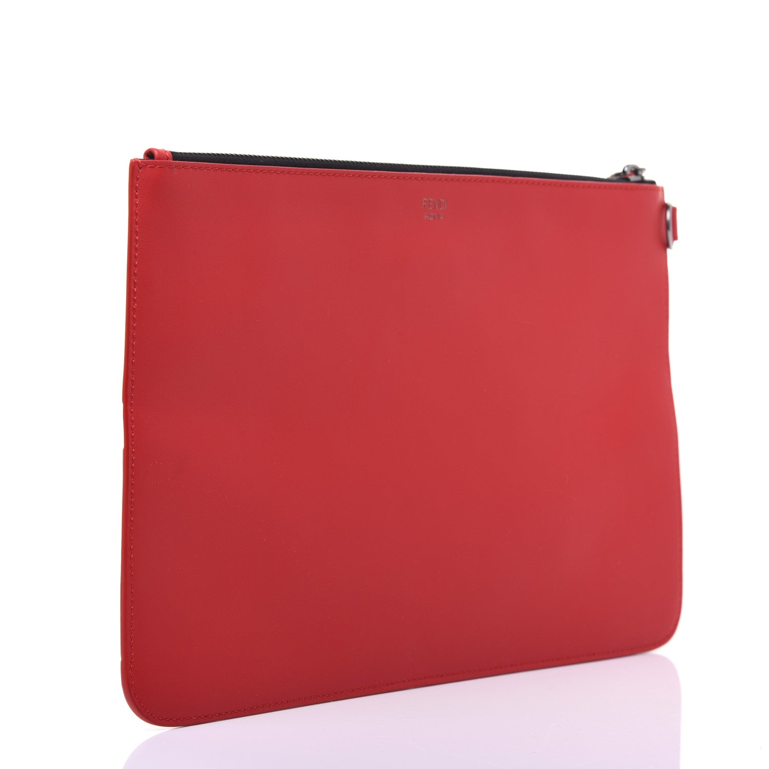 Fendi Vitello Century Eyebrow Monster Eyes Embossed Flat Pouch Rosso 3 of 13