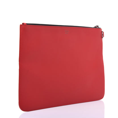 Fendi Vitello Century Eyebrow Monster Eyes Embossed Flat Pouch Rosso 3 of 13