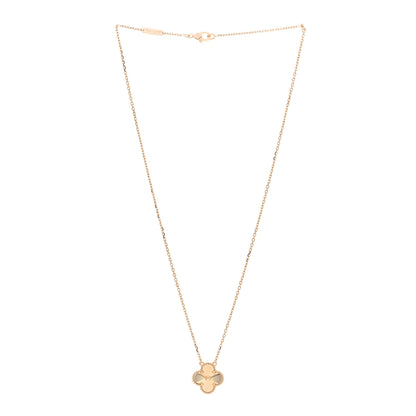 Van Cleef & Arpels 18K Yellow Gold Guilloche Vintage Alhambra Pendant Necklace 3 of 6