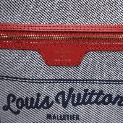 Louis Vuitton Denim Damier Monogram Patchwork Neverfull Blue Rouge 6 of 11