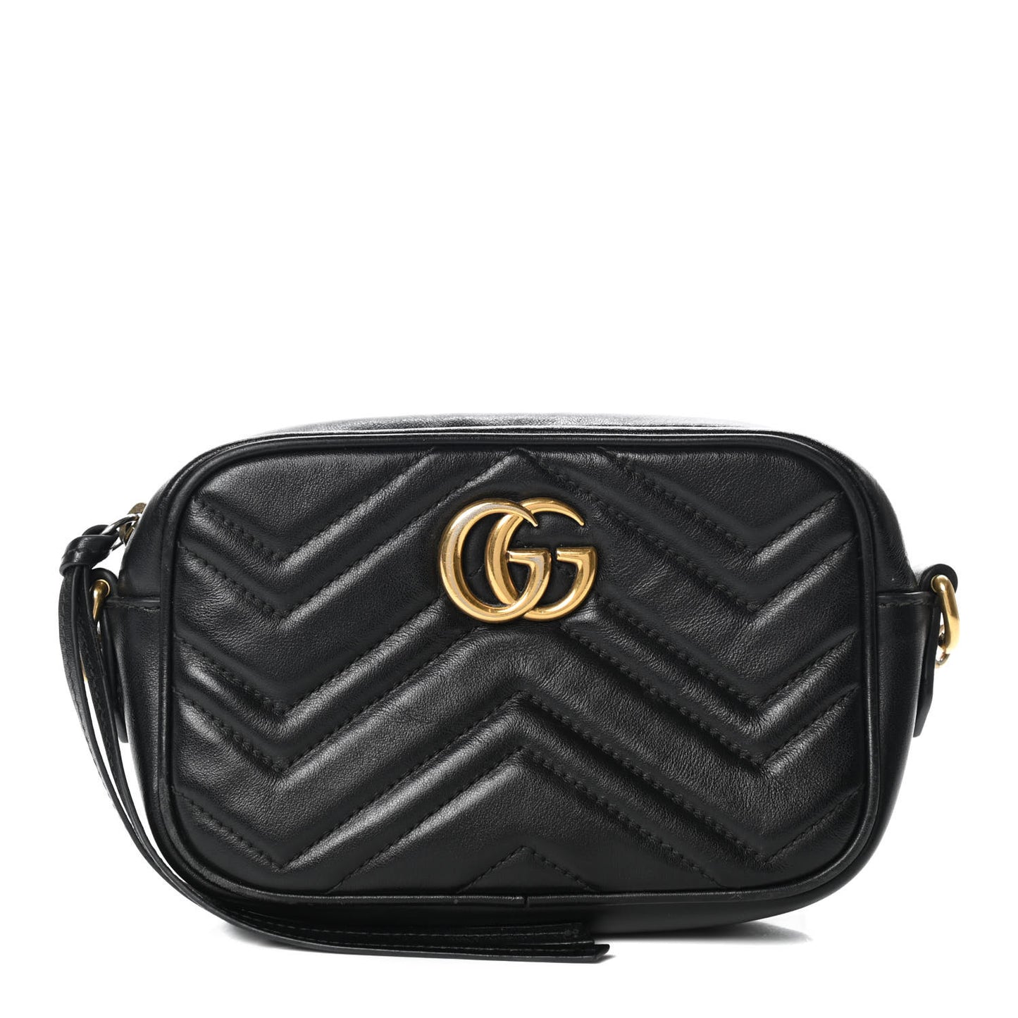 Calfskin Matelasse Mini GG Marmont Chain Shoulder Bag Black