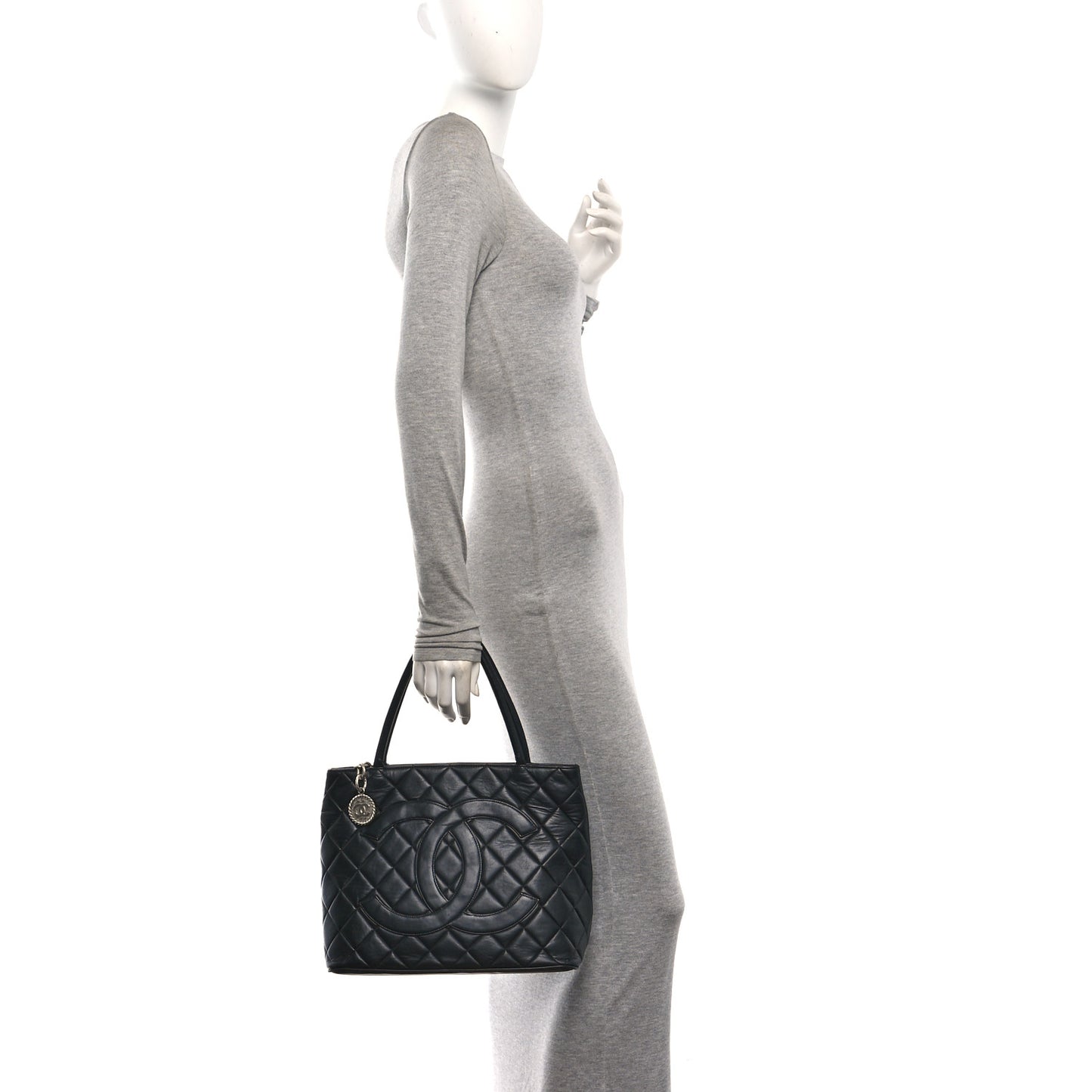 Lambskin Quilted Medallion Tote Black