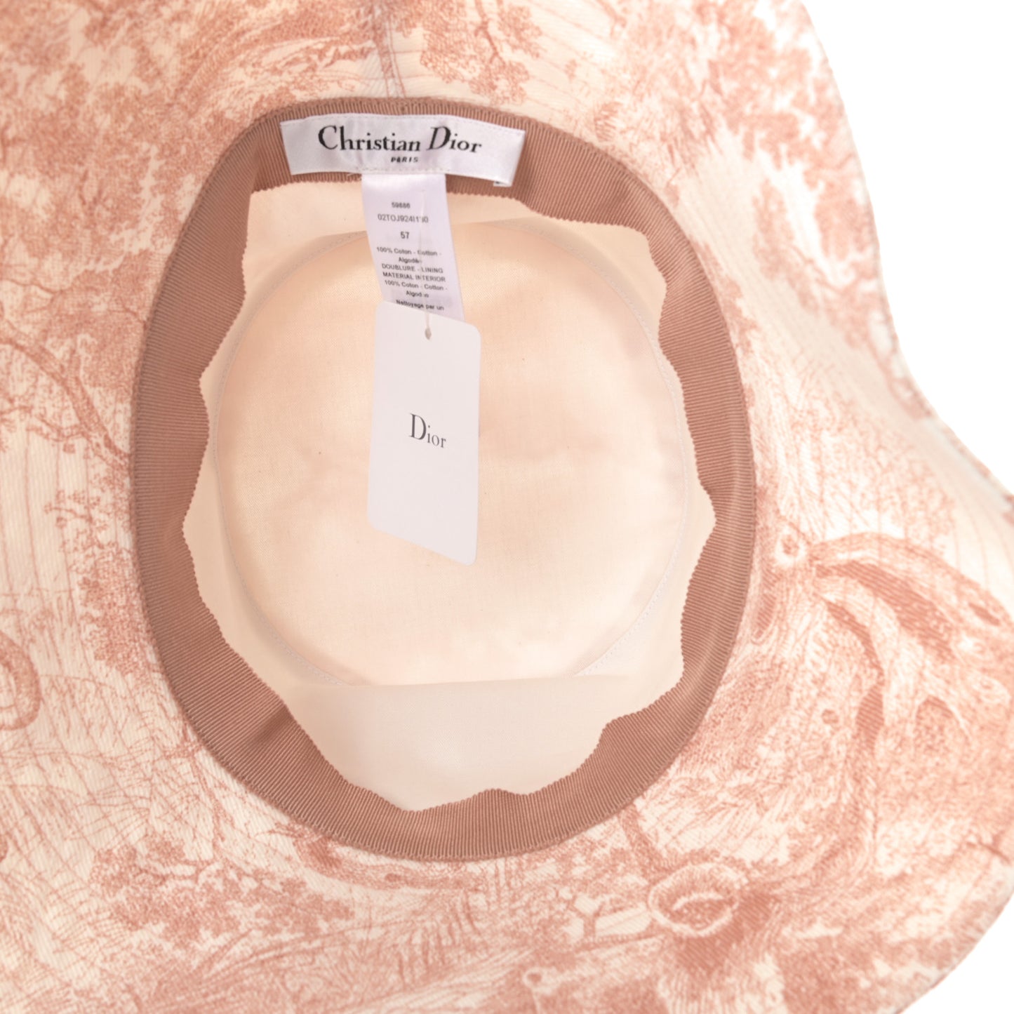 Cotton Dioriviera Toile De Jouy Bob Brim Bucket Hat 57 Rose