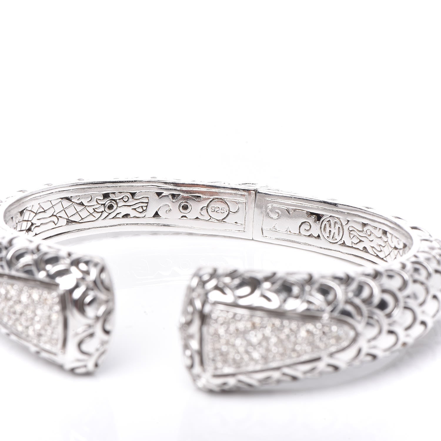 John Hardy Sterling Silver Diamond Naga Kick Cuff Bracelet 5 of 6