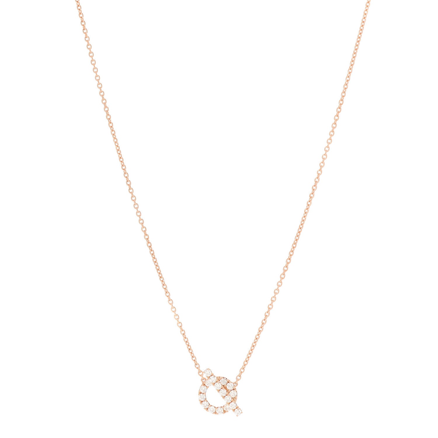 Hermes 18K Rose Gold Diamond Finesse Pendant Necklace 1 of 5