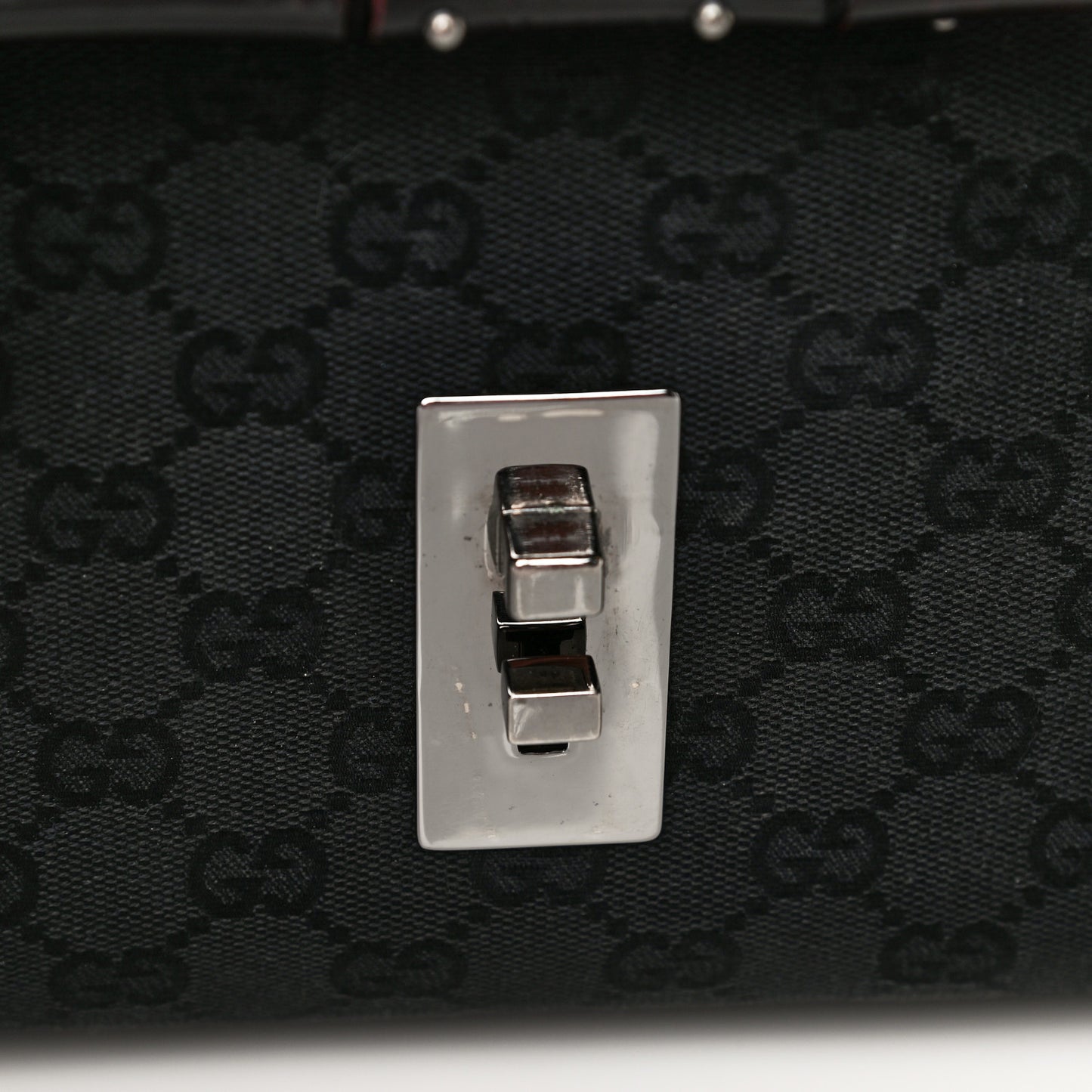 Monogram Studded Bamboo Bullet Satchel Black
