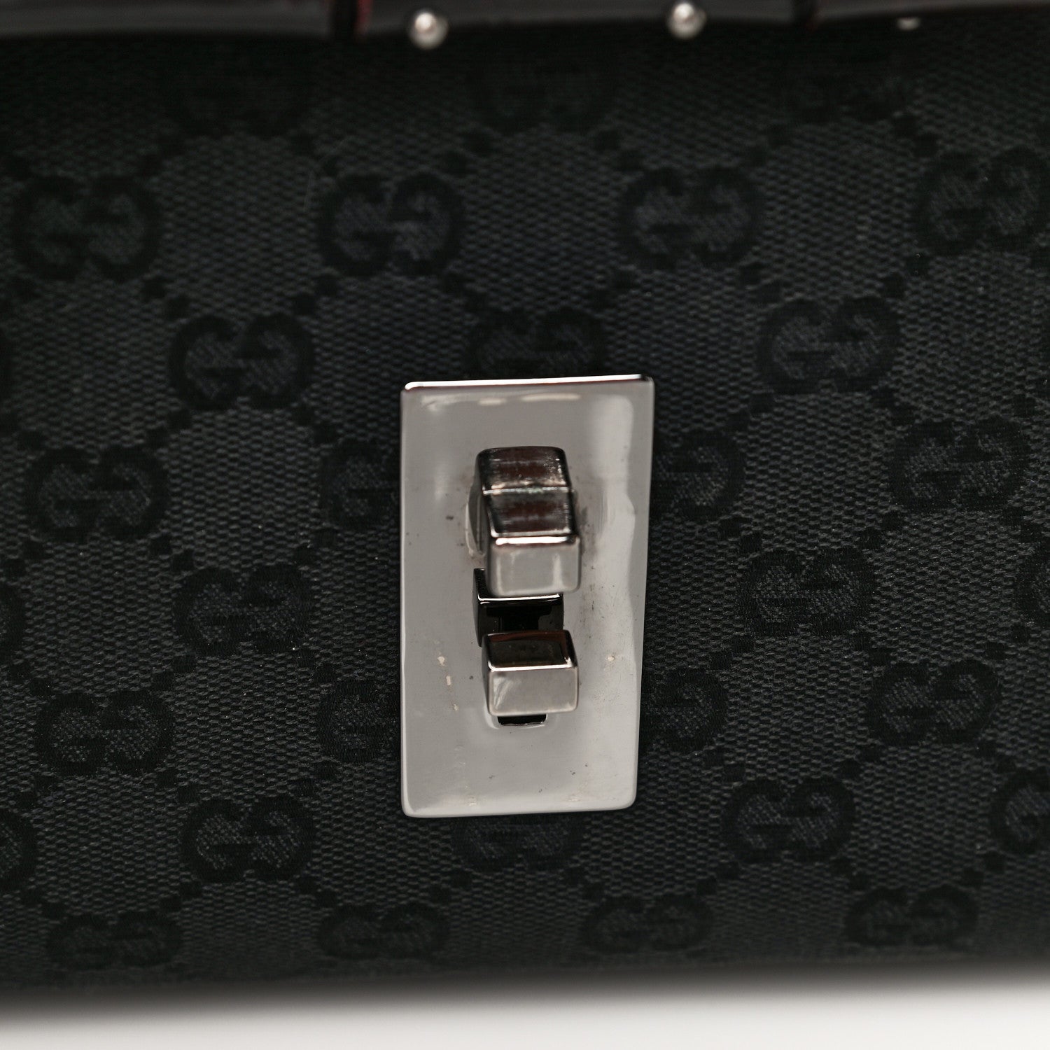 Gucci Monogram Studded Bamboo Bullet Satchel Black 9 of 16