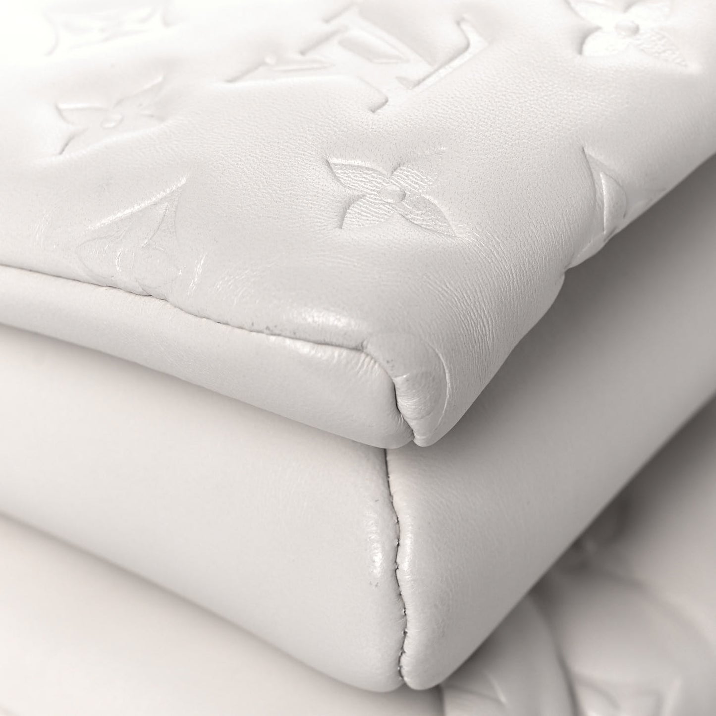 Lambskin Embossed Monogram Coussin PM Cream