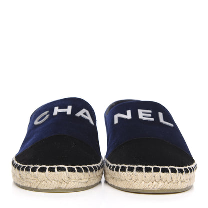 Chanel Velvet Logo Espadrilles 39 Navy Black 2 of 10