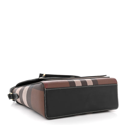Burberry Calfskin Giant Check E-Canvas Note Crossbody Bag Dark Birch Brown 4 of 11