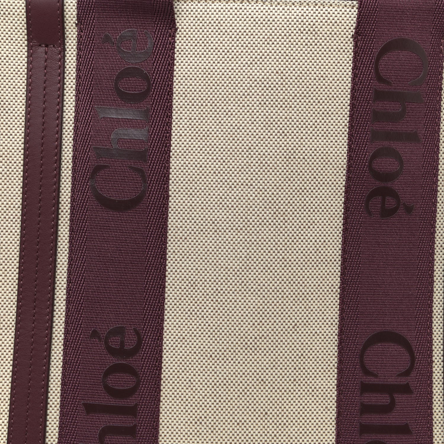 Chloe Cotton Calfskin Medium Woody Ribbon Tote Burgundy 9 of 12