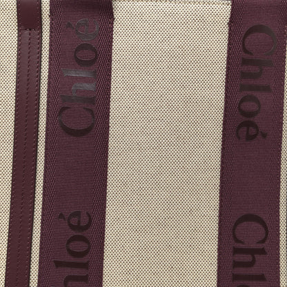 Chloe Cotton Calfskin Medium Woody Ribbon Tote Burgundy 9 of 12
