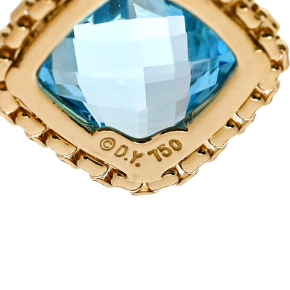 David Yurman 18K Yellow Gold Diamond Blue Topaz Cushion On Point Drop Earrings 4 of 4
