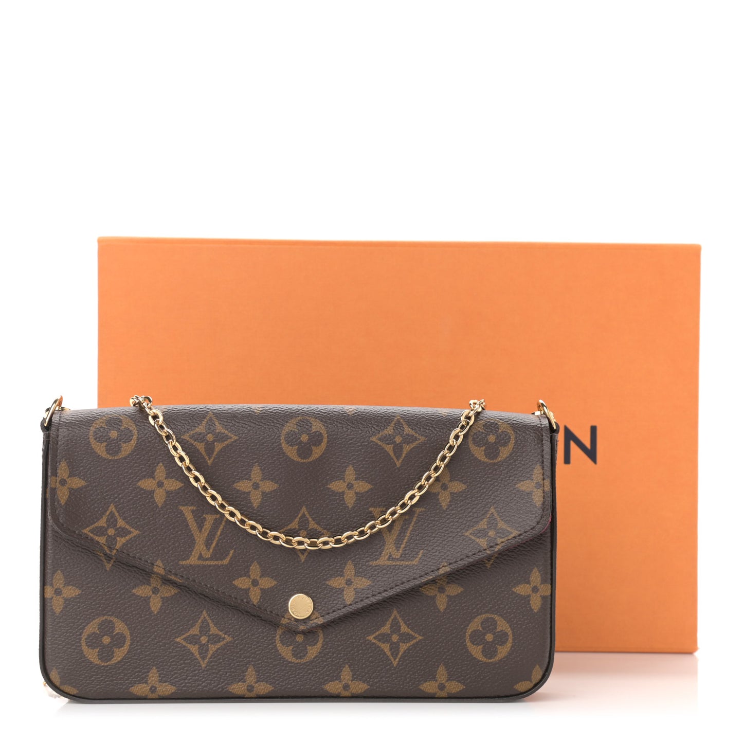 Monogram Pochette Felicie Chain Wallet Fuchsia
