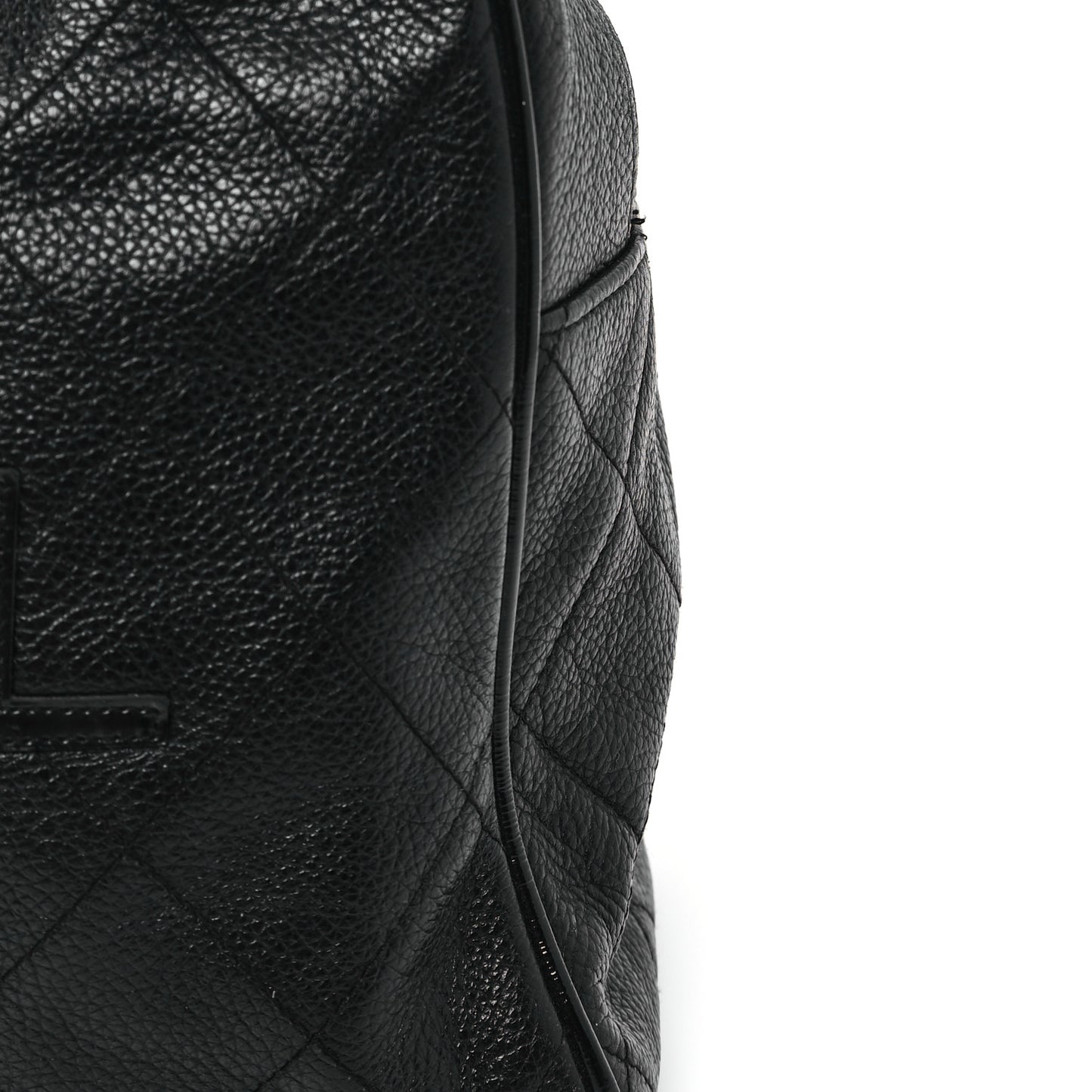 Calfskin Patent Quilted Bowler Black