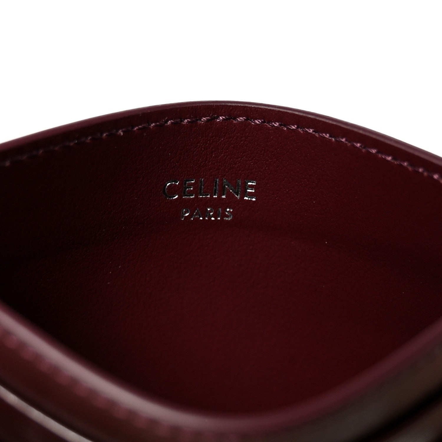 Celine Shiny Calfskin Triomphe Card Holder Deep Burgundy 6 of 8