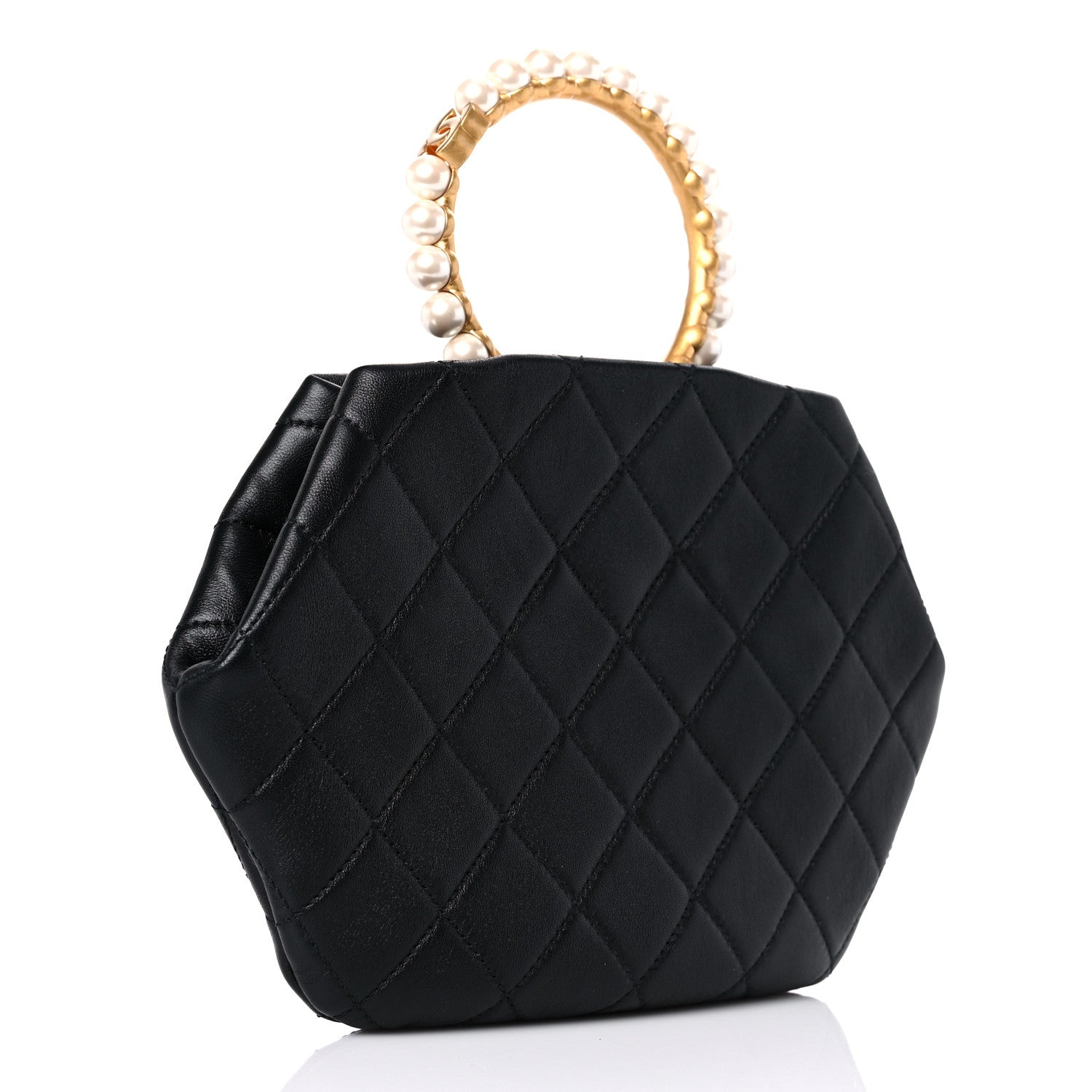 Chanel Lambskin Quilted Pearl Crown Clutch Bag Black 3 of 13