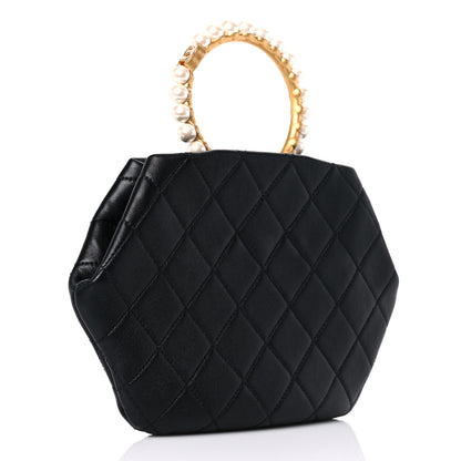 Chanel Lambskin Quilted Pearl Crown Clutch Bag Black 3 of 13