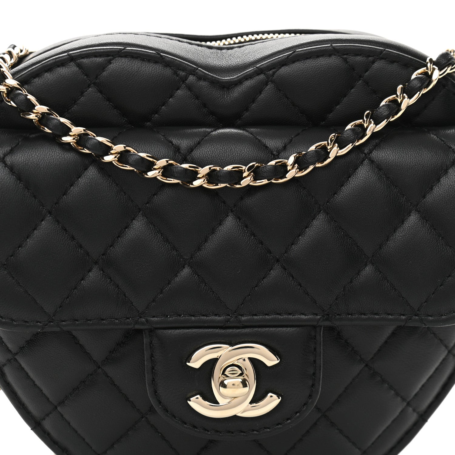 Chanel Lambskin Quilted CC In Love Heart Bag Black 8 of 10