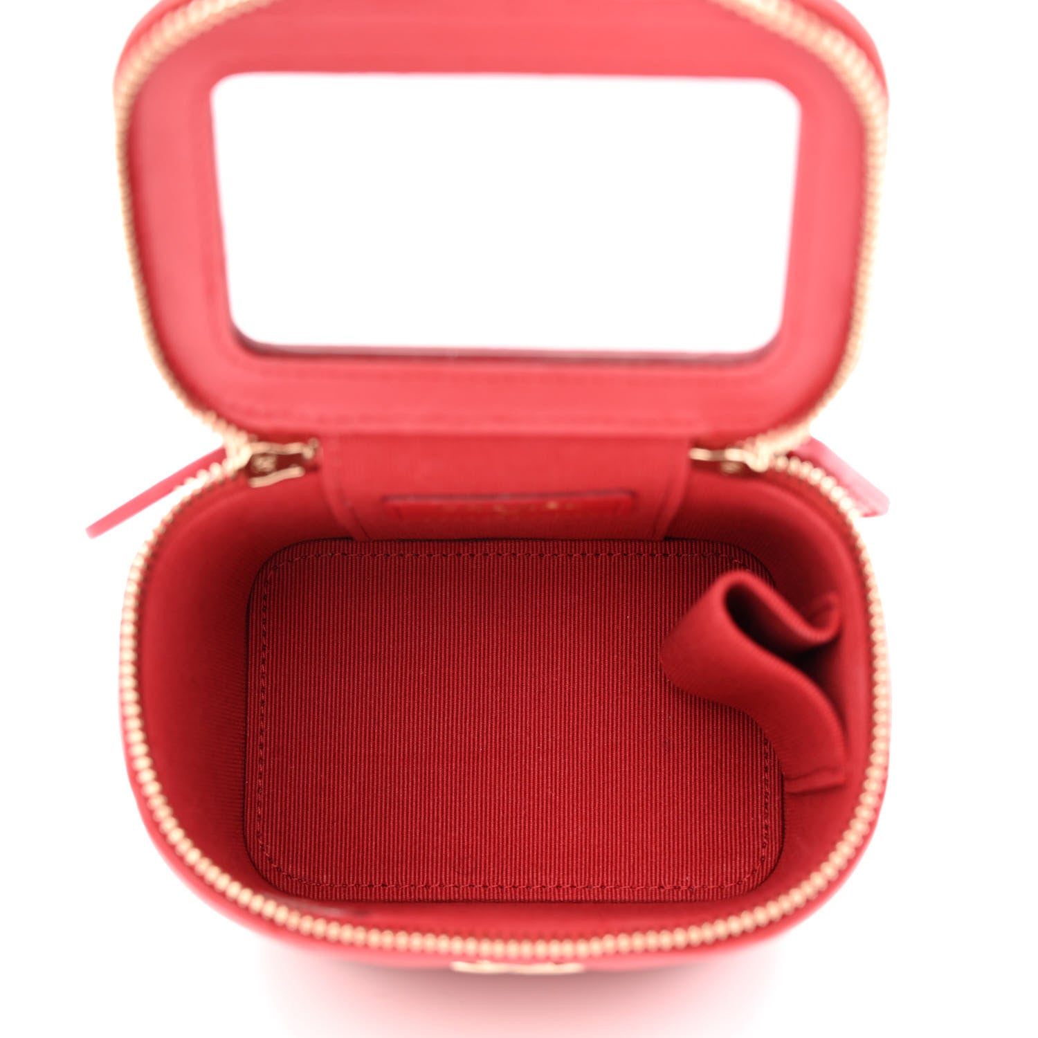Chanel Lambskin Quilted Top Handle Mini Vanity Case With Chain Red 5 of 10