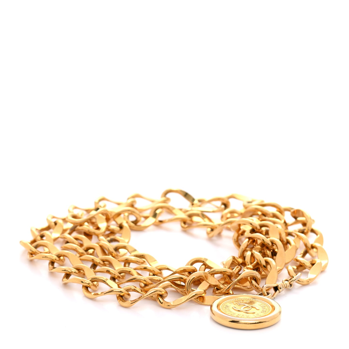 Metal Chain CC Medallion Belt Gold