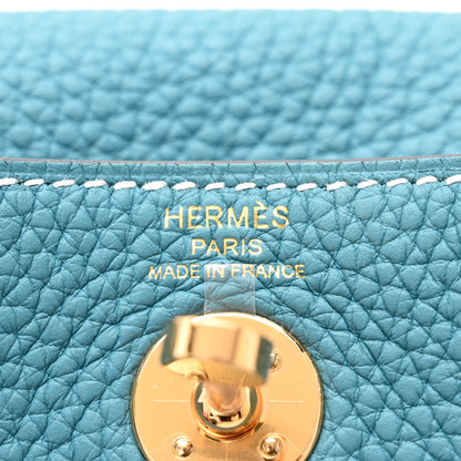 Hermes Taurillon Clemence Mini Lindy 20 New Bleu Jean 6 of 11