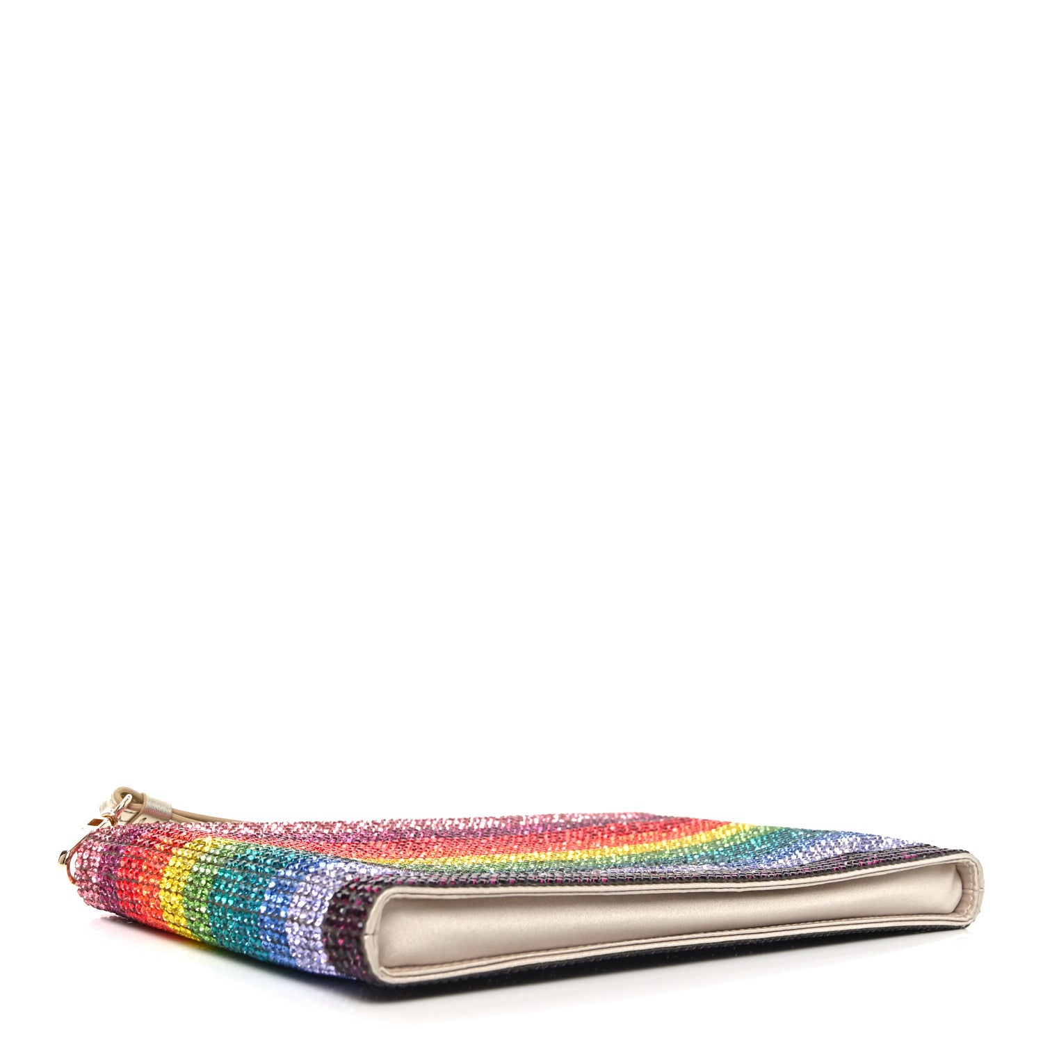 Judith Leiber Satin Swarovski Crystal Rainbow Wristlet Pouch Multicolor 4 of 9