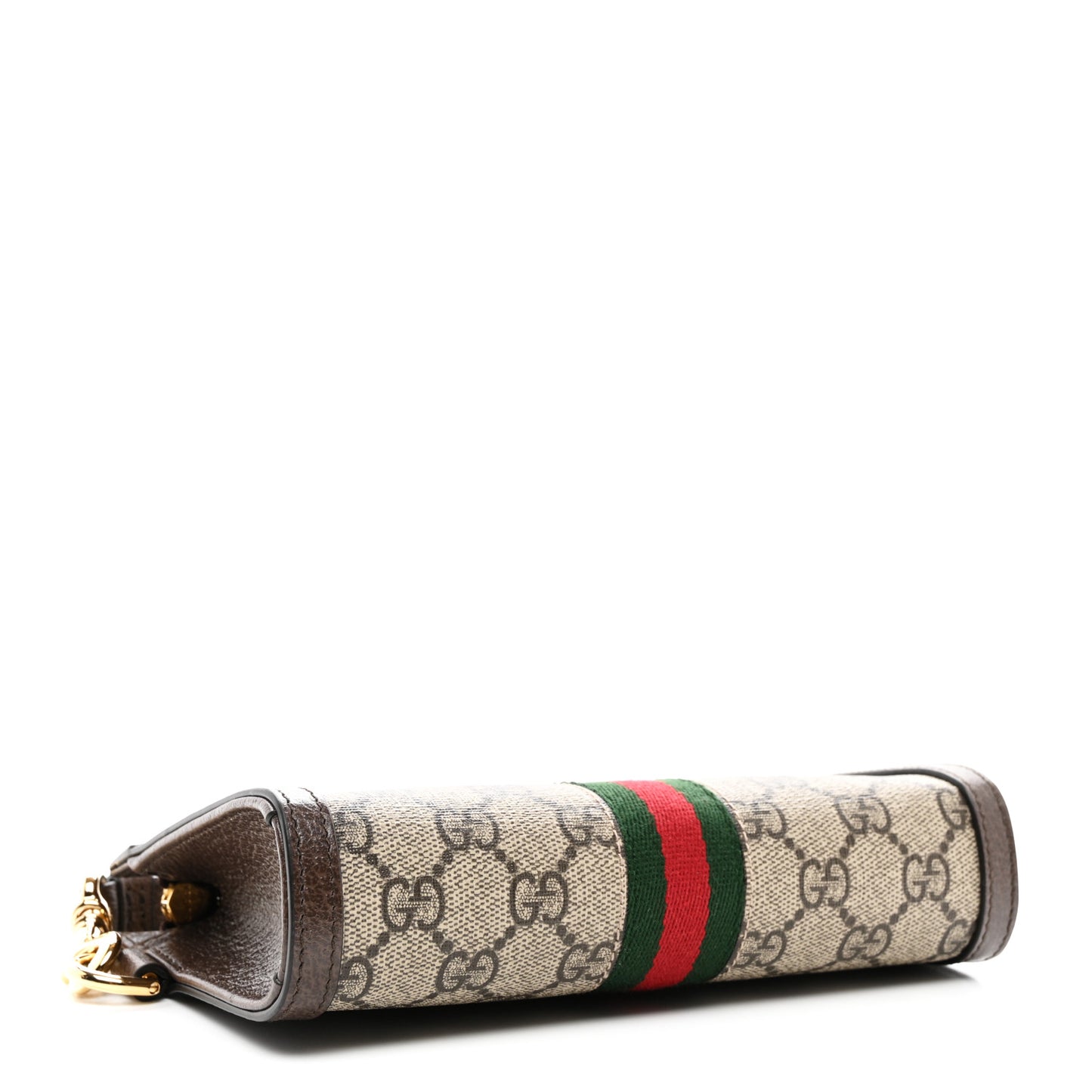 GG Supreme Monogram Web Ophidia Wristlet Brown