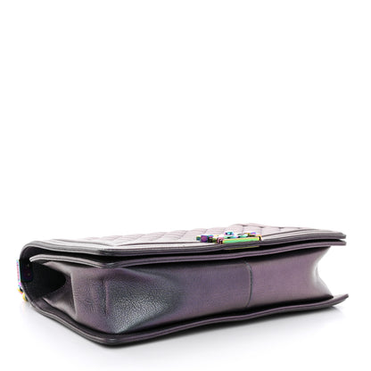 Chanel Iridescent Goatskin Quilted New Medium Boy Flap Purple 4 of 11