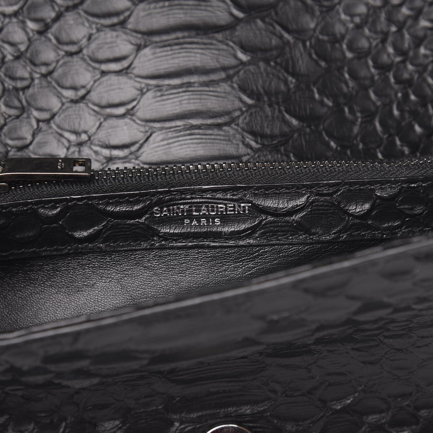 Calfskin Python Embossed Monogram Medium College Bag Black