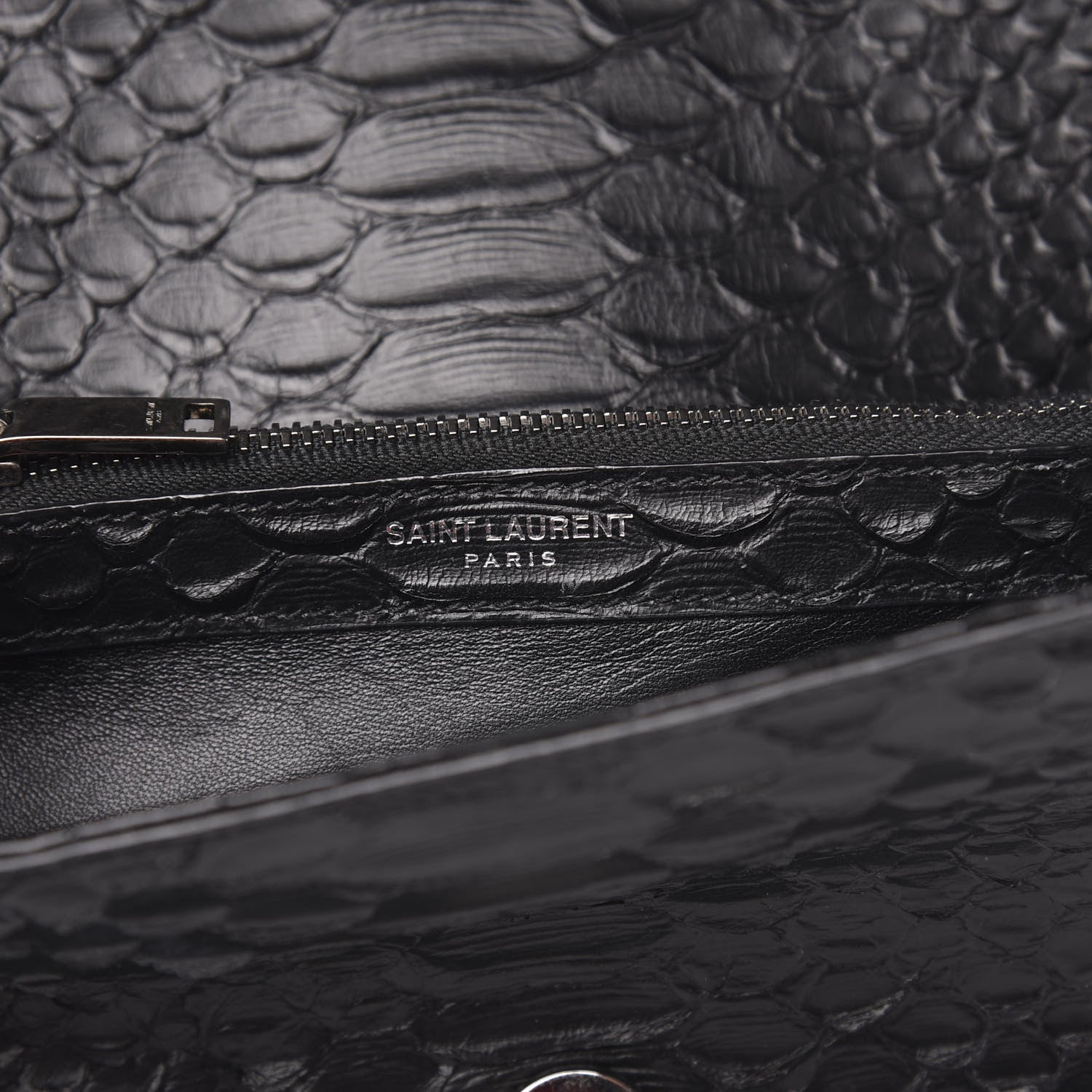 Saint Laurent Calfskin Python Embossed Monogram Medium College Bag Black 6 of 9