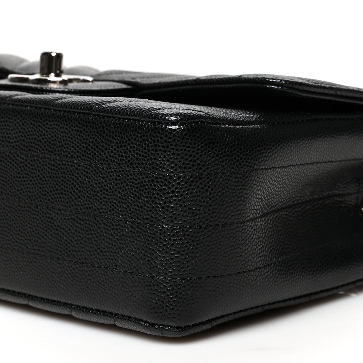 Caviar Chevron Quilted Mini Rectangular Flap Black
