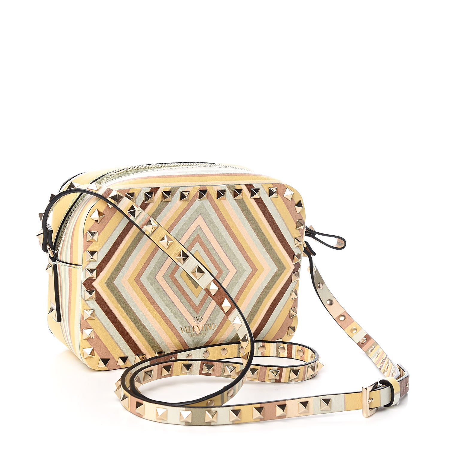 Valentino Garavani Vitello Native Couture 1975 Rockstud Camera Crossbody Bag Green Multicolor 3 of 10