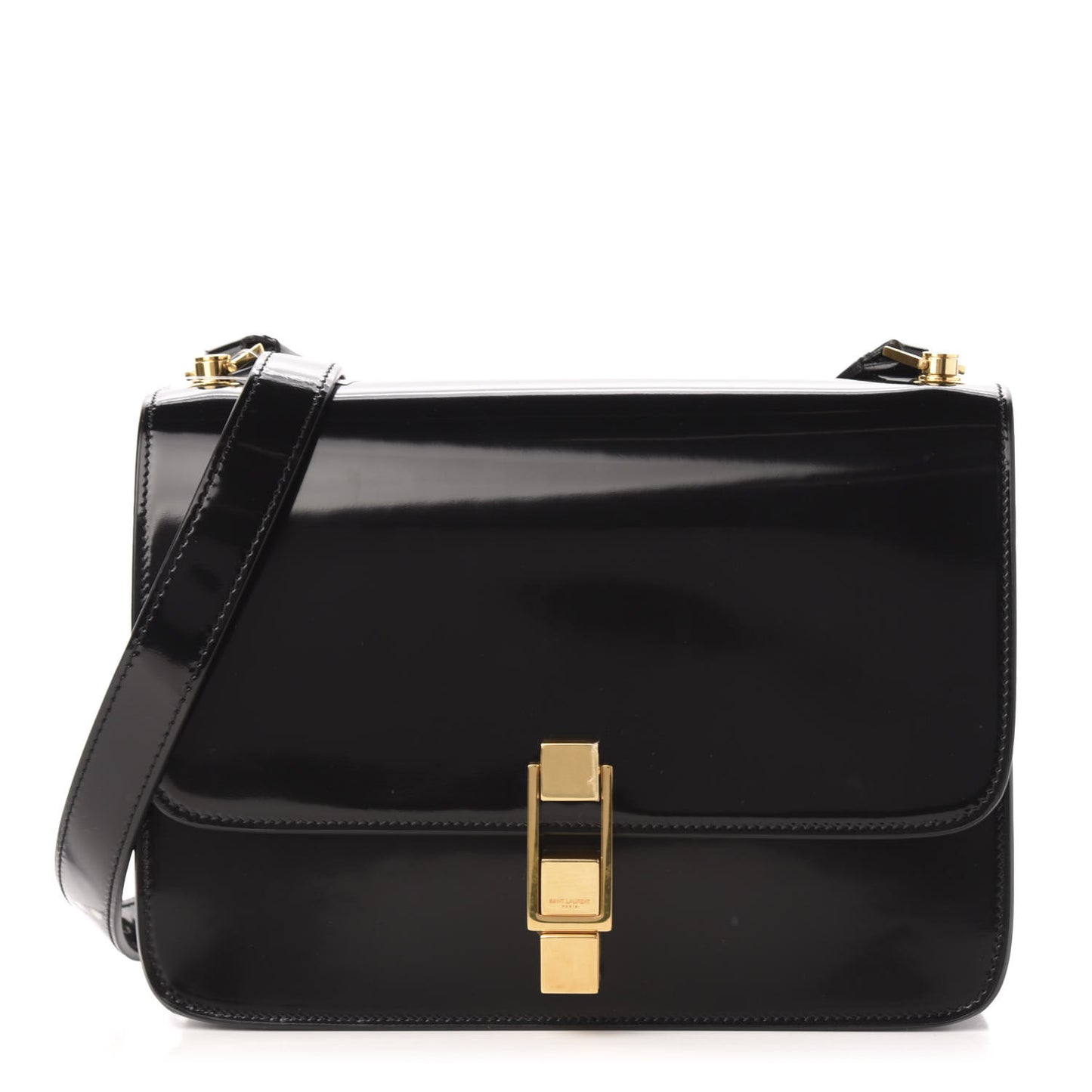 Patent Calfskin Carre Satchel Black