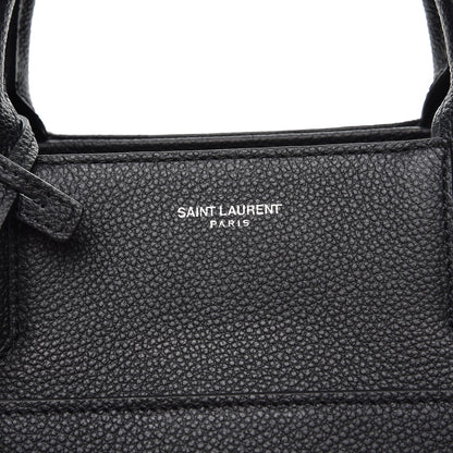 Saint Laurent Grained Calfskin Small Cabas Rive Gauche Black 9 of 9