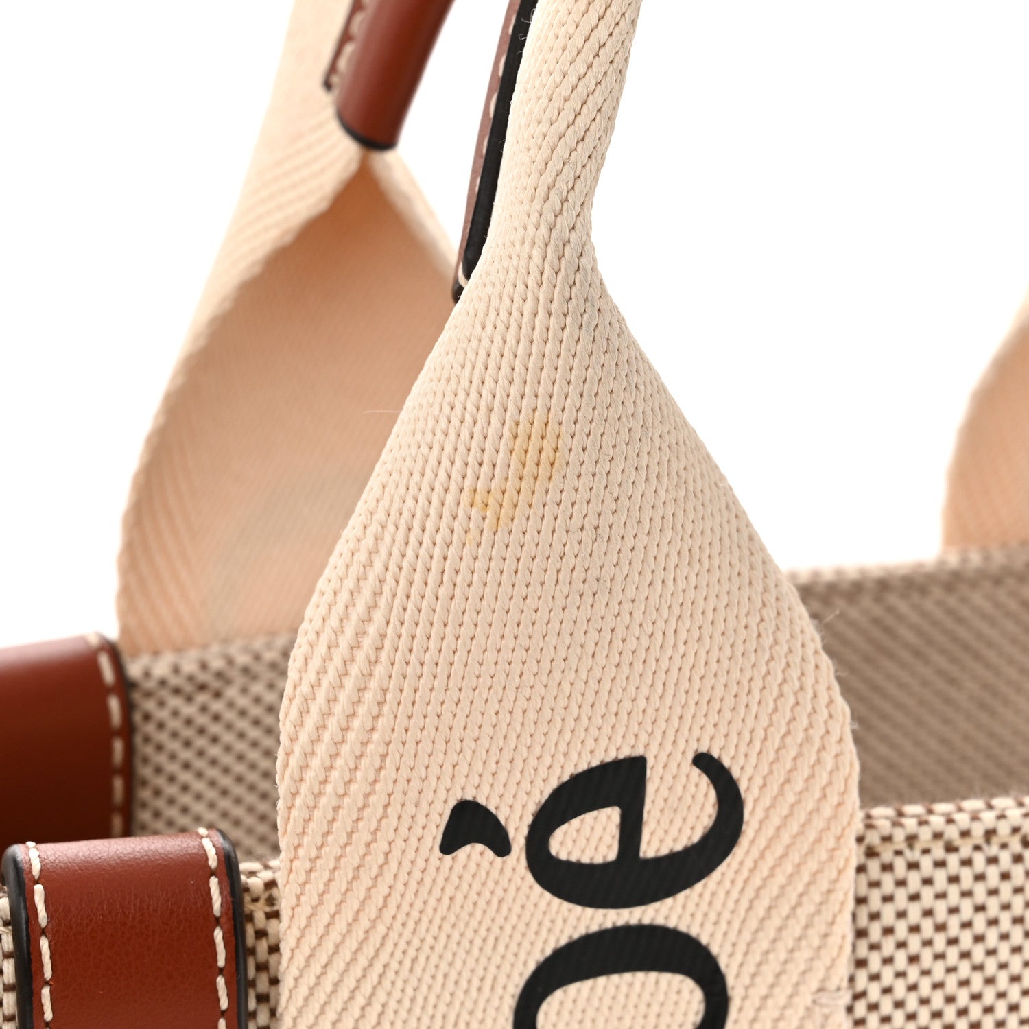 Chloe Cotton Calfskin Small Woody Ribbon Tote White Brown 11 of 12