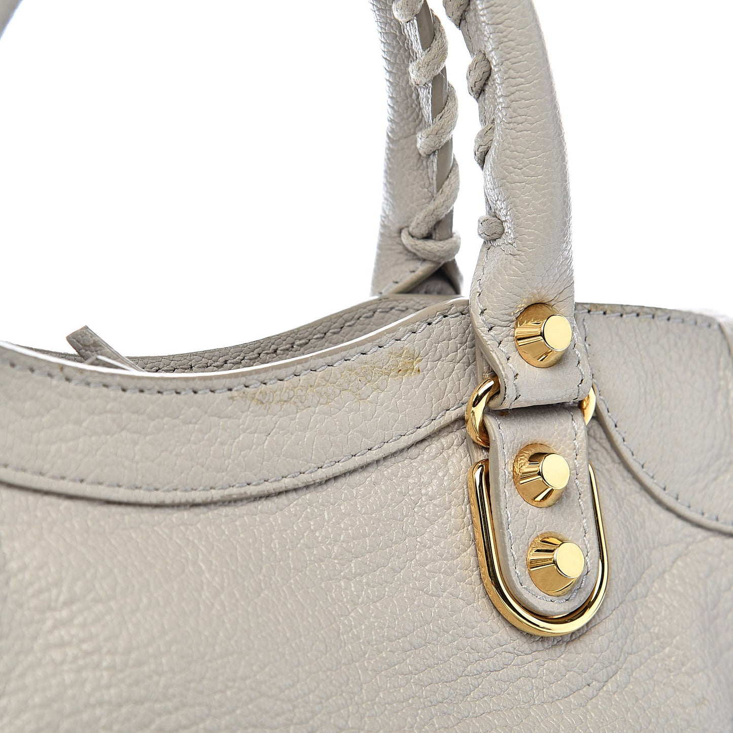 Chevre Gold Metallic Edge Hardware Mini City Gris Clair Gris Perle